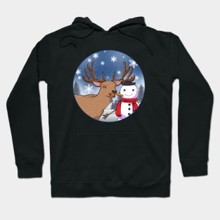 Hungry Deer and Snowman Hoodie